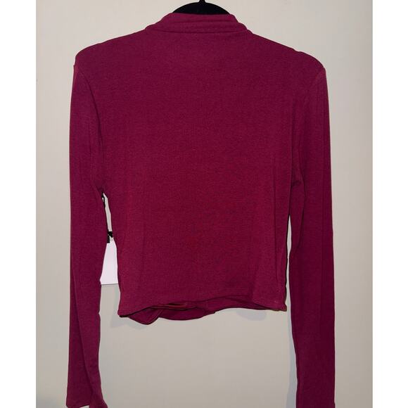 ASTR Asymmetrical Pleated Cutout Mock Neck Top - Picture 4 of 6